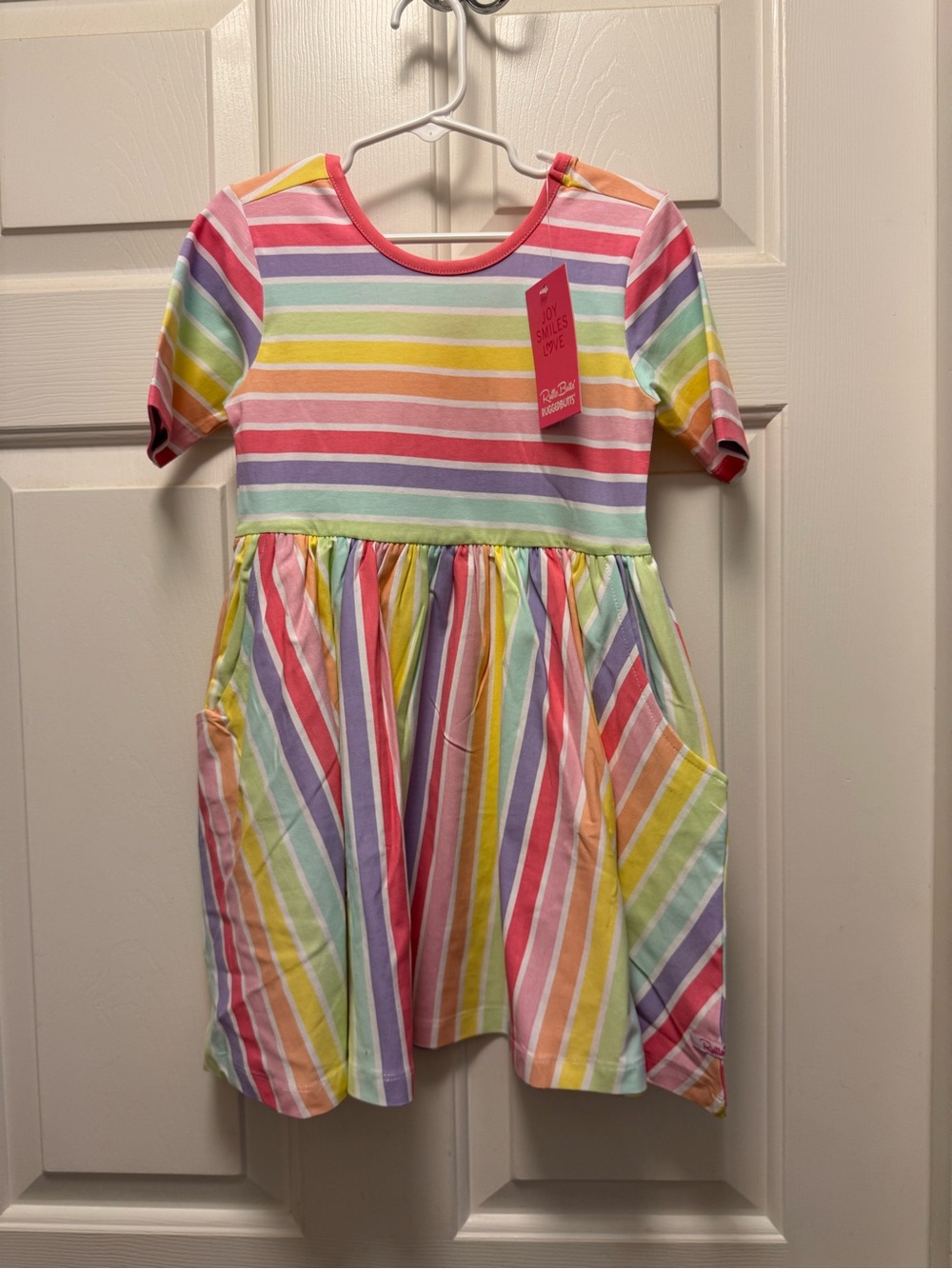 Ruffle Butts Rainbow Stripe Dress with Bow NWT